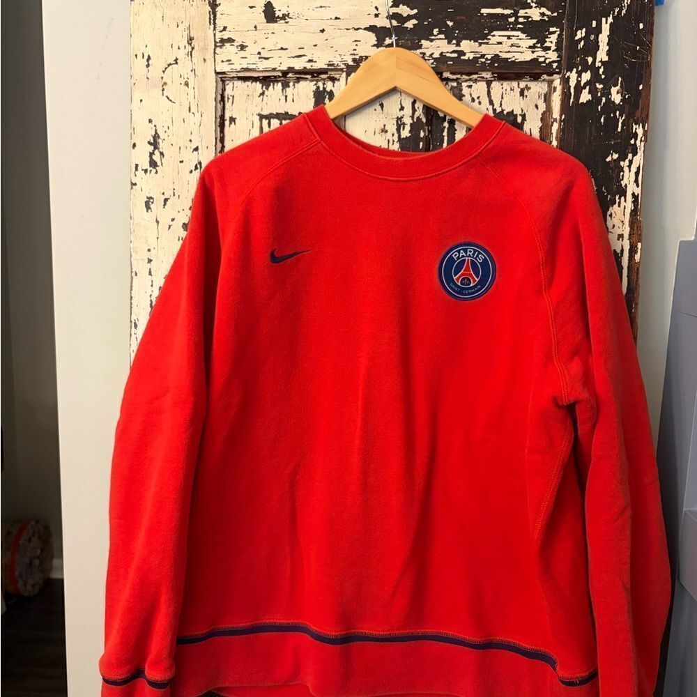 Air Jordan Nike Men's Bright Red Paris Saint-Germain Crewneck Sweatshirt. XL